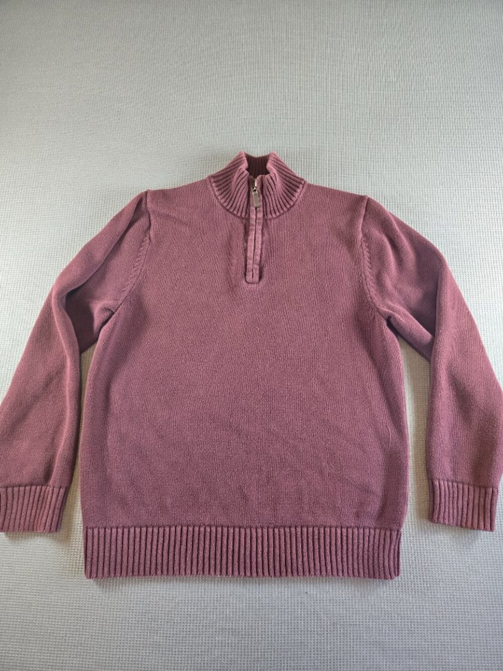 L.L.Bean 1/4 Zip Pullover Sweater Men’s M Mauve Burgundy Cotton
